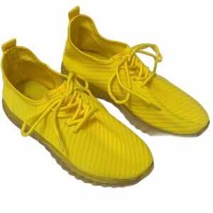 Wanted Sunshine Yellow Knit Sneakers Clear Soles size 8